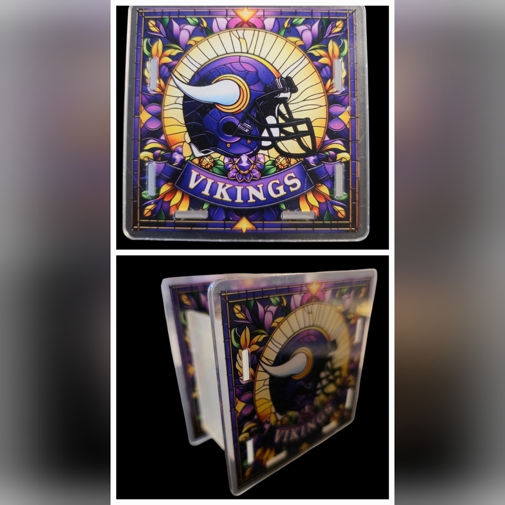 Minnesota Vikings Stained Glass Style Display | 3.5 x 3.5 | NFL Decor